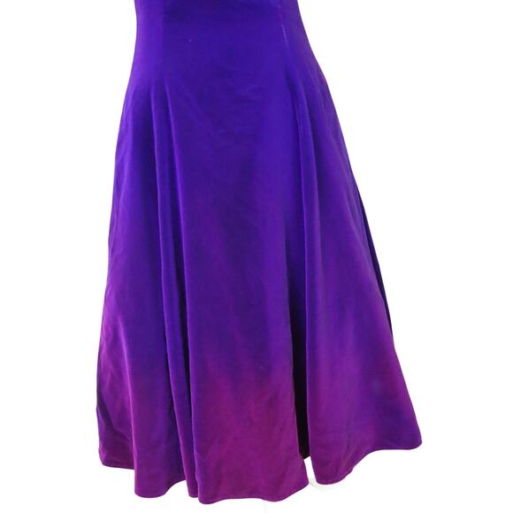 Vintage 80s Karen Lucas For Niki Purple Pink Ombre Velvet Off Shoulder Dress 8 - Picture 2 of 10